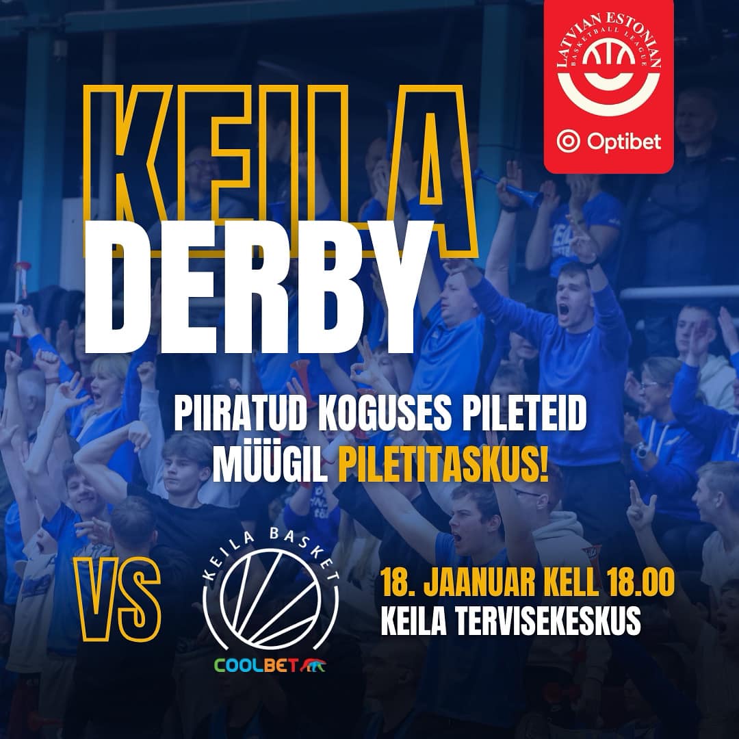 KEILA DERBY KOLMAS VAATUS N48.EE ESITLEB | Keila KK vs Keila Coolbet Järgmisel laupäeval, 18. jaanuaril kell 18.00 toimub juba kolmandat korda tuline Keila Derb